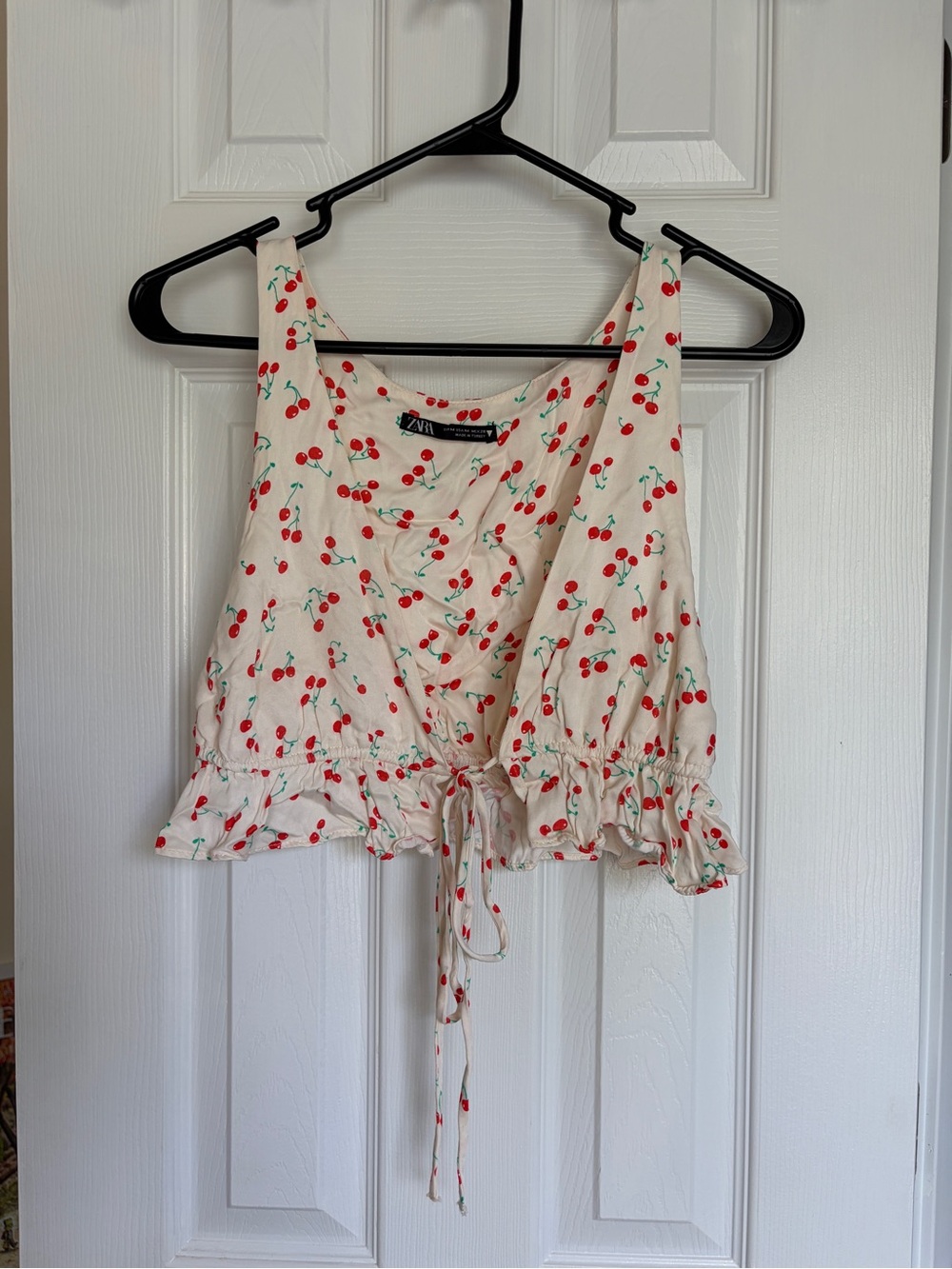 Zara Cherry Print satin top Medium